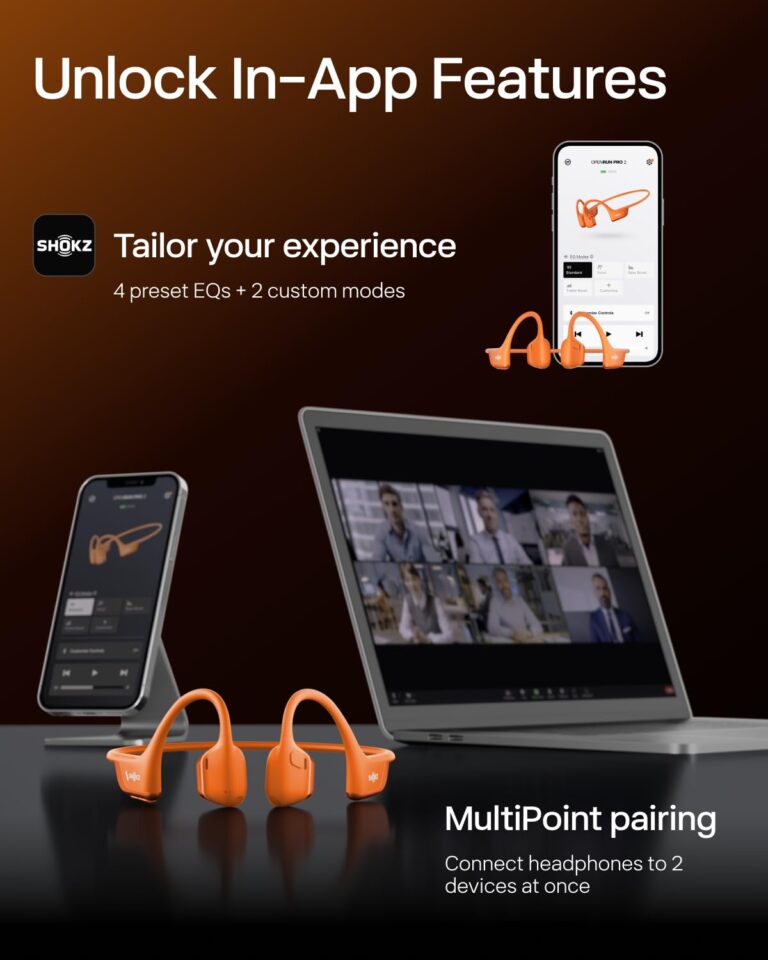 SHOKZ New OpenRun Pro 2 - Open-Ear, Bone Conduction Sport Headphones - with Headband - Sweat Resistant, Workout Headphones - Secure, Wireless, Comfortable Fit-Deep Bass and Smart Mic App - Image 2