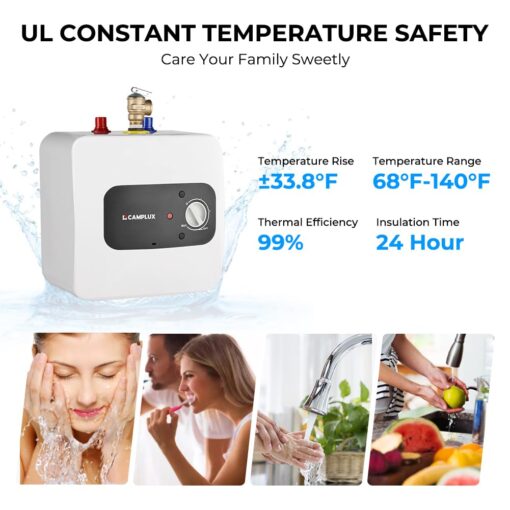 CAMPLUX Pro ME25B Mini Tank Electric Water Heater On-demand Water Heater 2.5 Gallons with Cord Plug 1.44kW at 120 Volts - Image 9