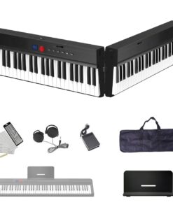 Longeye Foldable Piano Keyboard 88 Key Folding Piano Portable Electric Keyboard Semi Weighted Digital Piano for Beginners with Headphone, Sustain Pedal, Music Rest, Carry Case (Enhanced Sound)