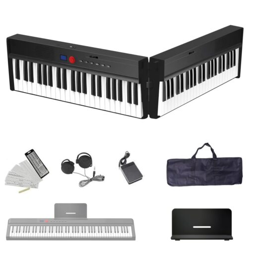 Longeye Foldable Piano Keyboard 88 Key Folding Piano Portable Electric Keyboard Semi Weighted Digital Piano for Beginners with Headphone, Sustain Pedal, Music Rest, Carry Case (Enhanced Sound)