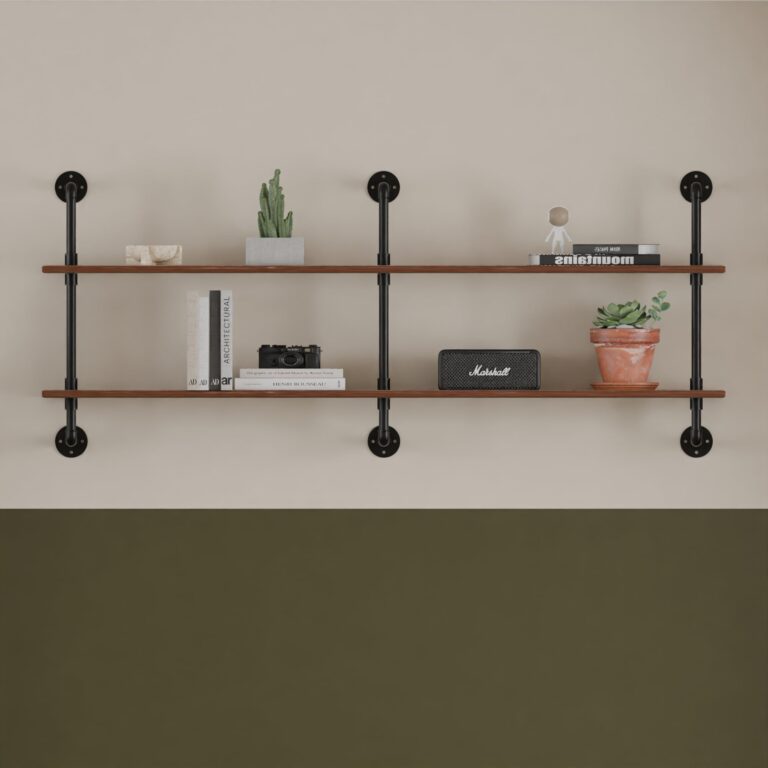 HDDFER Floating Shelves Wall Bookshelf Industrial Pipe Shelving Shelves Real Wood Planks 70 inch Rustic Wall Shelves Hanging Bookshelves Farmhouse Kitchen Bar Shelving - Image 4