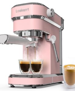 Laekerrt Professional Espresso Machine 20 Bar, Espresso Maker with Milk Frother Steam Wand, Stainless Steel Home Coffee Machines for Cappuccino and Latte, Gift for Women Wife Daughter or Mom, Pink