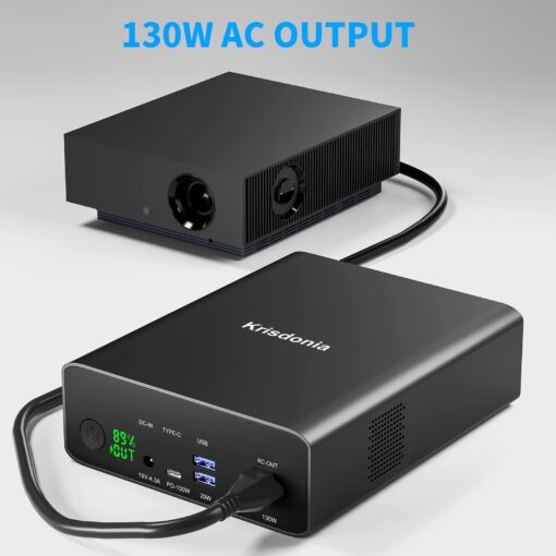 Krisdonia Power Bank with AC Outlet, Portable Laptop Charger Battery Bank USB C 100W Fast Charging, 80000mAh/296Wh Power Station External Battery Pack 130W/110V for Outdoor Camping Home Office - Image 7
