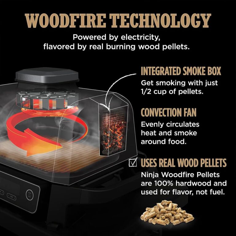 Ninja OG701 Woodfire Outdoor Grill & Smoker 7-in-1 Air Fryer Bake Roast Broil uses Woodfire Pellets(1 Pack Included) Portable, Electric, Grey(Renewed) - Image 6