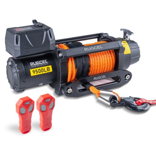 RUGCEL WINCH 9500lb Waterproof Electric Synthetic Rope Powerful Fast 12v Jeep Winch with Hawse Fairlead, Wired Handle and 2 Wireless Remote - Image 5
