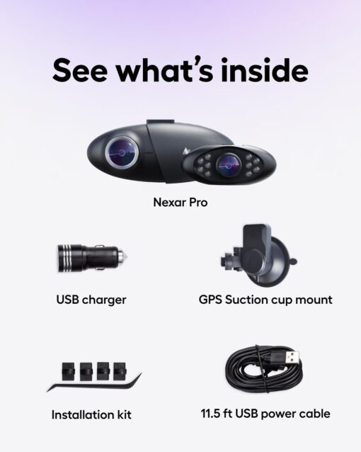 Nexar Pro Dual Dash Cam - 1 Year Nexar App Subscription Included - Unlimited Cloud Storage, Drive Recordings, Parking Mode, Night Vision, All Inside The Nexar App - WiFi HD Front Dash Cam (64 GB SD) - Image 5