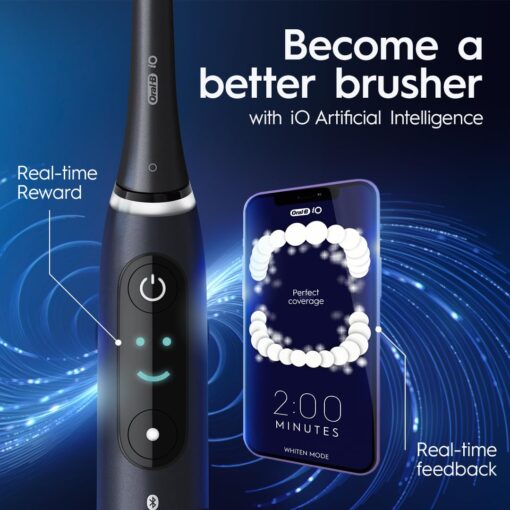 Oral-B iO Series 8 Electric Toothbrush with 2 Replacement Brush Heads and Travel Case, Rechargeable Toothbrush, Black Onyx - Image 4