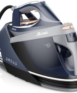 1800W Steam Iron for Clothes with Digital Display Steam Station, 1.5L Water Tank Ceramic Soleplate, Anti-Drip, Self-Clean, 3-way Auto Shut-Off System for Various Fabrics for Home Steamer