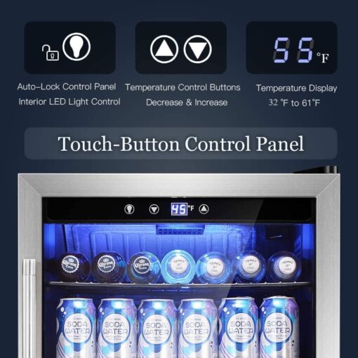 Antarctic Star Beverage Refrigerator Cooler - 145 Can Mini Fridge Glass Door for Soda Beer or Wine, Clear Front Door for Home Office or Bar, 4.4Cu.Ft - Image 3