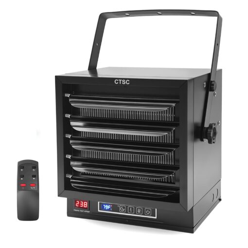 CTSC 10000W Electric Garage Heater, 240v Hardwired Fan-Forced Shop Heater with Digital Thermostat, Remote Control and Timer, ECO Function, Voltage Display Design, Ideal for Workshop, ETL Listed
