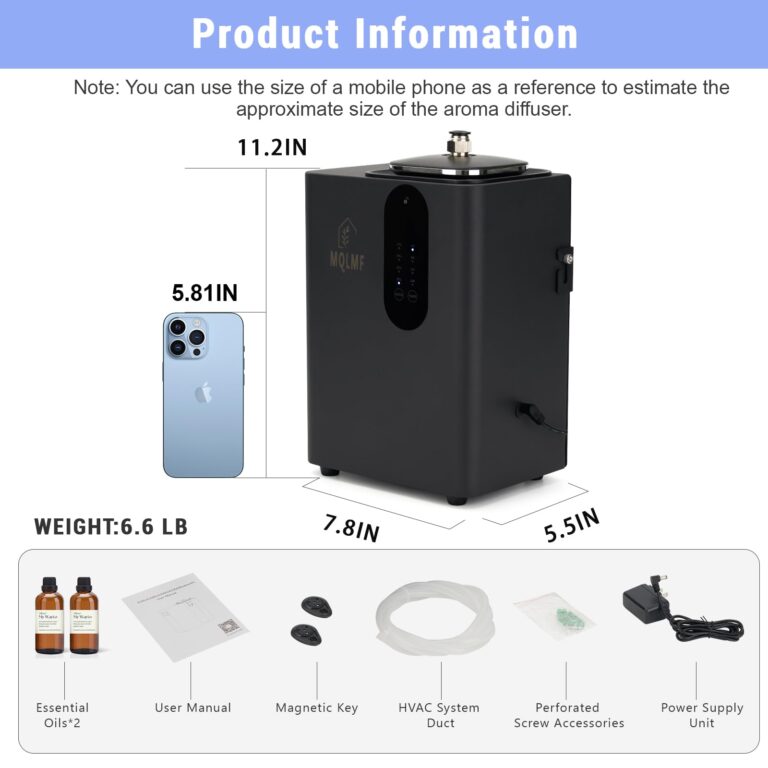 MQLMF HVAC Scent Diffuser Whole House System - 4500 Sq Ft,Ultra Quiet,Metal,Safety Lock,Bluetooth App,Hotel Commercial Collection Diffuser Machine - Black - Image 3