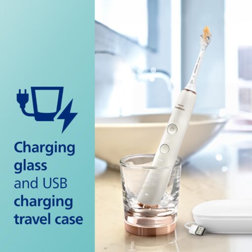 Philips Sonicare DiamondClean Smart 9750 Electric Toothbrush, Sonic Toothbrush with App, Pressure Sensor, Brush Head Detection, 5 Brushing Modes and 3 Intensity Levels, Rosegold, HX9924/67 - Image 4