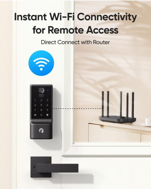 eufy Security Smart Lock C220 with Door Lever, Fingerprint Keyless Entry Door Lock, Built-in Wi-Fi, App Remote Control, Front Door Deadbolt, 8 Months Battery, Reliable Power, IP53 Waterproof - Image 4