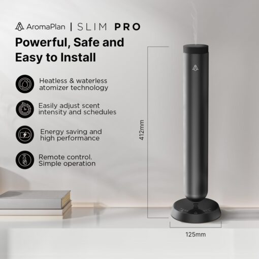 Slim Pro 2025 Waterless Tower Diffuser (Fragrance Included) - Diffuser for Aromatherapy Oils - No Noise, Easy Scent Adjustment & Energy Saving - Wireless Pro for Home, Office & Hotel (Black) - Image 5