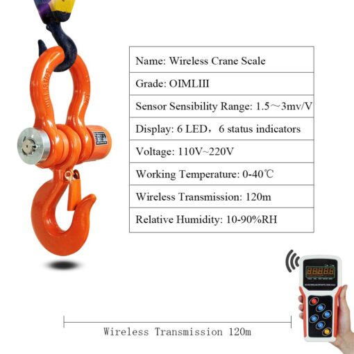 MXBAOHENG 3T Wireless Crane Digital Hoist Scale Rechargeable Hanging Scale w/Remote Control 3000kg/6600lb - Image 5