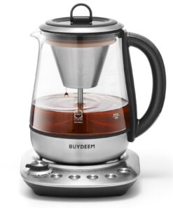 BUYDEEM K176 Tea Maker, Multifunctional Stainless Steel Electric Kettle for Tea and Coffee Brewing, Auto Keep Warm, 5 Flavor Controls, 1.5L