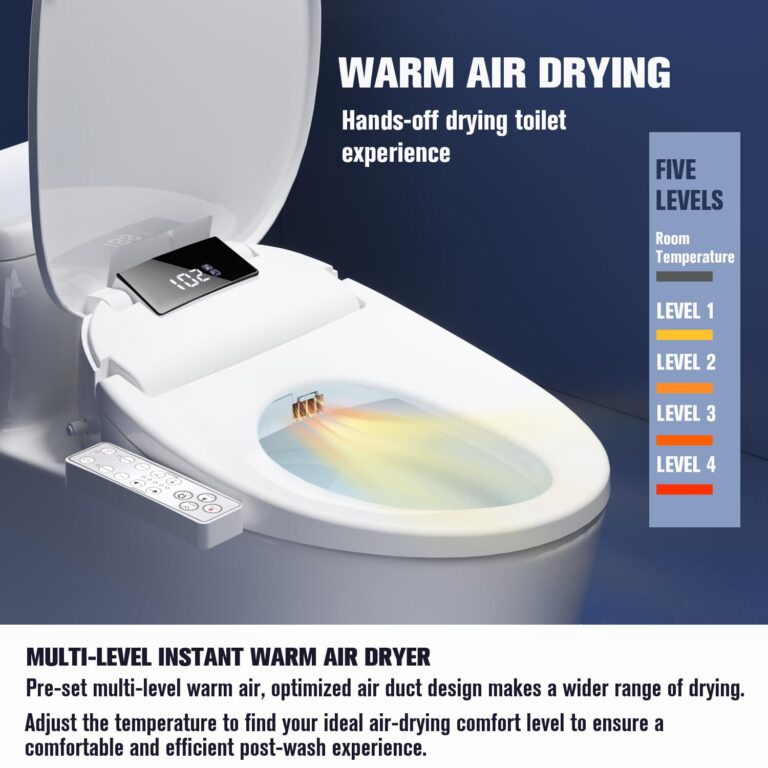 WLJBIDET Upgrade Bidet Toilet Seat Round, Rear and Feminine Wash, Unlimited Warm Water, Heated Seat, Warm Air Drying, Soft Close Lid, Sense Seat, Smart Bidet Seat Round Requires Electricity - Image 4