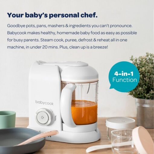 BEABA Babycook Solo 4 in 1 Baby Food Maker, Puree Steamer and Blender for Purees, Grinder with Auto Steam Cooking, Lrg Capacity 4.5 Cups 27 Servings in 20 Mins, Eucalyptus - Image 3