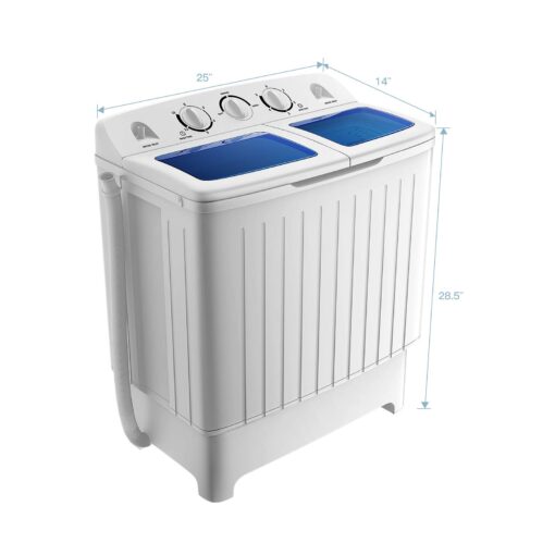 Giantex GT24267-PE 20lbs Spinner Combo, 12lbs 8lbs Spinning, Compact Twin Tub Mini Washer for Apartment RV Dorms, Blue & White Portable Washing Machine - Image 2