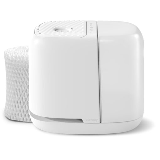 Canopy Bedside Humidifier 2.0, White, 36 HR Run Time, 2.5L Capacity - Reading Light & White Noise - Alleviate Symptoms of Allergies, Flu, Cold, Dry Skin - Humidifier, Filter, Power Cord & Adapter