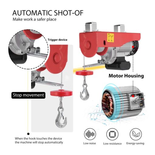 VIVOHOME Electric Hoist, 110V 1320 Lbs Winch with Remote Control, Zinc-Plated Steel Wire Hoist for Garage, Warehouses, Factories 38ft Lifting Height with Emergency Stop Switch ETL Listed - Image 4
