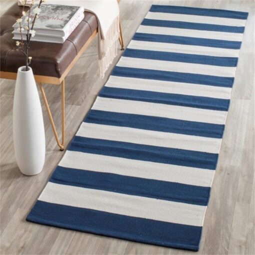 SAFAVIEH Montauk Collection X-Large Area Rug - 12' x 15', Navy & Ivory, Handmade Flat Weave Boho Farmhouse Cotton Stripe, Ideal for High Traffic Areas in Living Room, Bedroom (MTK712H) - Image 5