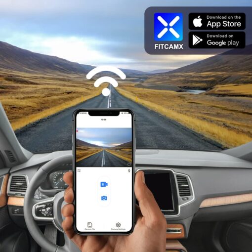 Fitcamx Front 4K+Rear 1080P Dash Cam Adapts for Volvo XC90 2016-2022 T5 T6 T8 (Model A), Integrated OEM Look, Dual HD Video, Loop Recording, Built-in WiFi & APP, G-Sensor, Easy to Set, 128GB Card - Image 4