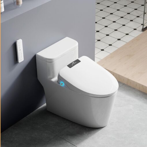 XCQQ Bidet Toilet Seat Elongated, Bidet with Warm Water and Air Dryer, Heated Toilet Seat, Multiple Spray Modes for Family Members, Self Cleaning Nozzle, Night Light, Remote Control - Image 2