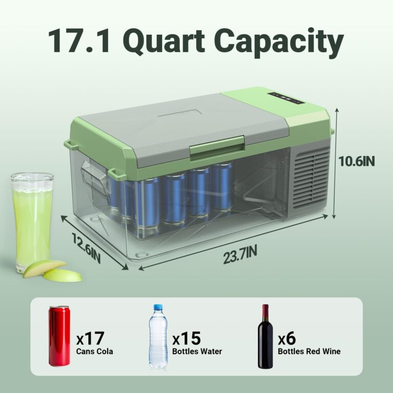 BODEGACOOLER 12 Volt Car Refrigerator, 17.1 Quart Portable Freezer,-4℉-68℉ Car Fridge, Electric Cooler 12/24V DC100-240 Volt AC for Outdoor, Vehicles, Travel, Camping, RV, Home Use - Image 8