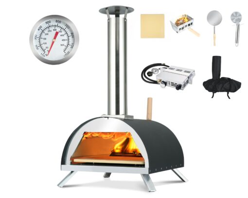 Hello. Dr 13" Multi-Fuel pizza oven - Outdoor Pizza Oven - portable wood fire and gas pizza oven outdoor - propane pizza oven with Pizza Cutter, pizza stone, pizza peel& Waterproof Cover