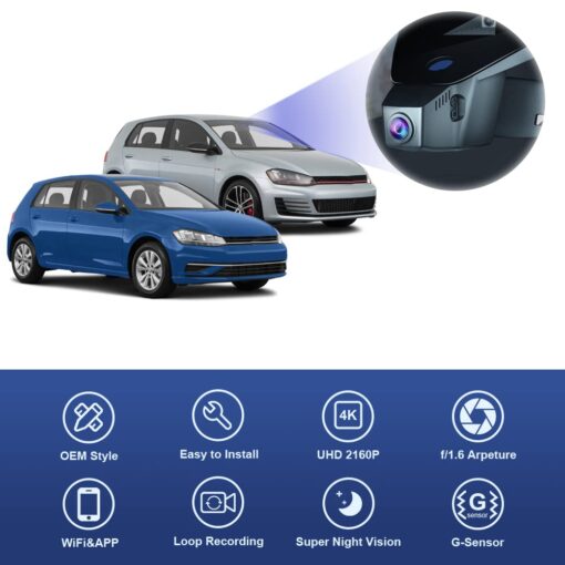 Fitcamx 4K Dash Cam Suitable for Volkswagen Golf GTI Golf R 2015-2024 & Golf (Model B), OEM Look, 2160P UHD Video, Built-in WiFi & APP, Loop Recording, Parking Sensor, Plug & Play, 64GB Card - Image 6