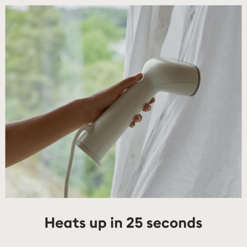 Steamery Handheld Clothes Steamer Cirrus 3, 1200W, US Plug, Heated Ironing Plate, Fast Heat Up, Garment Wrinkle Remover, Beige - Image 5