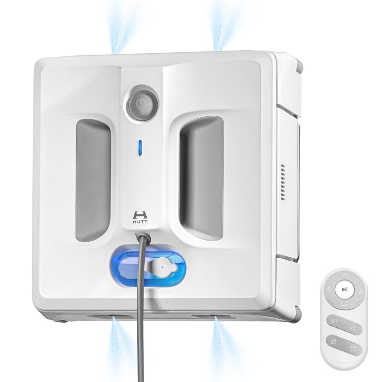HUTT Auto Window Cleaning Robot A1, Upgraded 4 Water Spray & 6000PA High Suction Power Window Cleaner with Laser Sensor Detection, Perfect for High-Rise Windows, Tiles and Glass (A1)