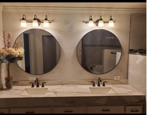 USHOWER 2-Pack Black Round Mirrors 30 Inch, Round Bathroom Mirror for Over Sink, Black Circle Mirror, Metal Frame, Bathroom Vanity Mirror for Wall Decor - Image 2