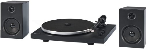 Crosley T150C-BK 2-Speed Bluetooth Turntable Record Player System with Weighted Tone Arm and Stereo Speakers, Black