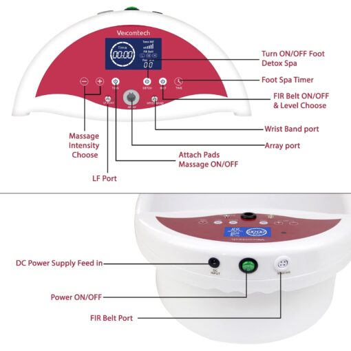 veicomtech Ionic Foot Bath Detox Machine, Foot Detox Machine, Ionic Foot Spa Kit with 10 Ginger Tablets FIR Belt Massage Pads for Home use or Salon - Image 6