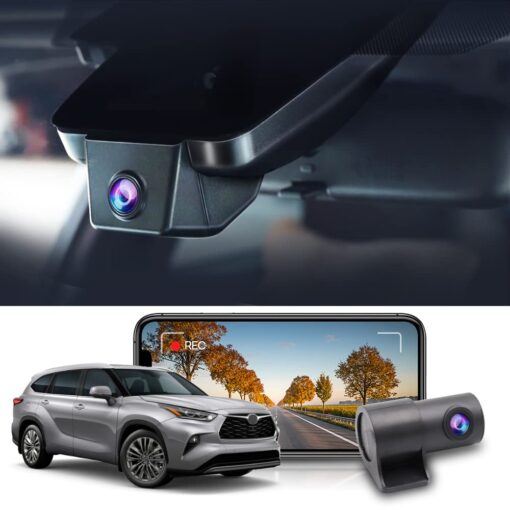 Fitcamx Front 4K+Rear 1080P Dash Cam for 2020-2025 Toyota Highlander LE Limited L XLE XSE Platinum (Gen4/UX70), OEM Look, Dual HD Video, WiFi & APP, Loop Recording, G-Sensor, Easy to Set, 128GB Card