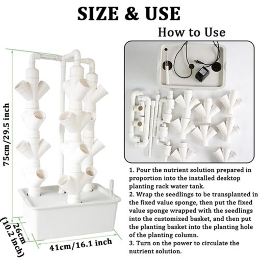 QZQHNYJ 16/24-Holes Hydroponics Growing System Vertical Garden Planter Indoor Smart Garden Kit with Pump and Movable Water Tank for Gardening Lover,24holes - Image 3