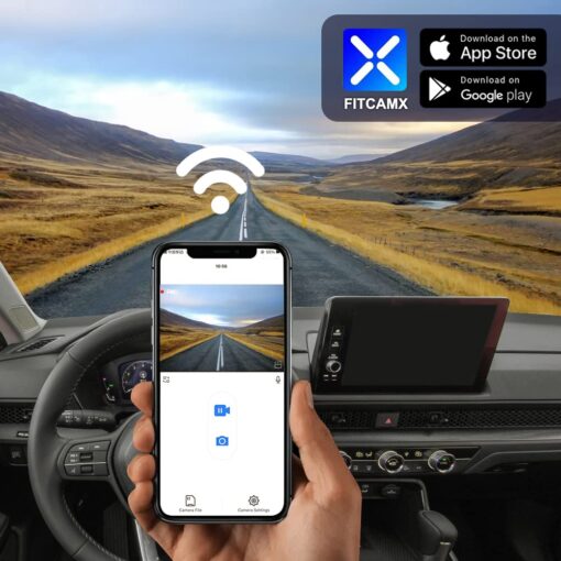 Fitcamx Front 4K+Rear 1080P Dash Cam Adapts for Honda CR-V 2023 2024 2025 Sport Touring EX EX-L Hybrid (Gen6), Integrated OEM Look, Dual Loop Recording, WiFi&APP, G-Sensor, Easy to Use, 128GB Card - Image 3