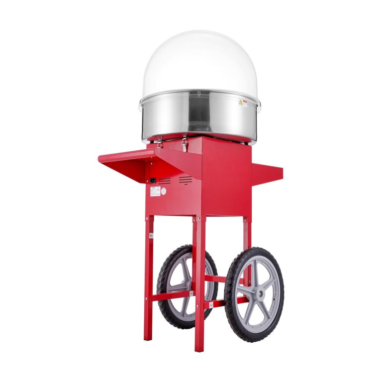 VEVOR Electric Cotton Candy Machine Cart with Cover, Commercial Floss Maker w/Stainless Steel Bowl, Sugar Scoop and Drawer, Perfect for Home, Carnival, Kids Birthday, Family Party, Red - Image 2