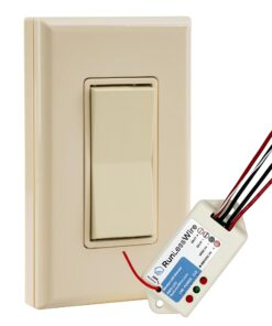 RunLessWire Low Voltage 8-30VDC Dimming Self Powered (NO Batteries) Wireless Light Switch - No Wiring, Battery, or WiFi Needed - Basic Low Volt Dimmer Kit: 1 Receiver, 1 Switch – Light Almond