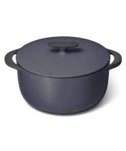 Caraway Enameled Dutch Oven - 6.5 qt Cast Iron Dutch Oven With Lid - 3 Layer Enamel Coating - No Seasoning Required - Compatible With All Stovetops - Oven Safe - No Forever Chemicals - Midnight Blue