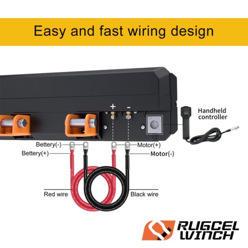 RUGCEL WINCH 12V DC Electric Portable Utility Winch 4500lb/2041kg Single Line Pull with Steel Mounting Plate, Integrated Hawse Fairlead and Synthetic Rope,Wiress Remote, Black - Image 4