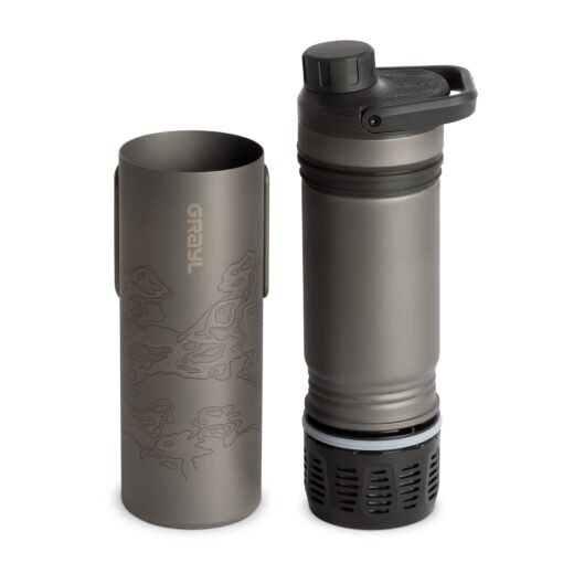 GRAYL UltraPress Titanium 16.9 oz Water Purifier & Filter Bottle for Hiking, Backpacking, Survival, Bushcraft, Travel (Covert Black) - Image 9