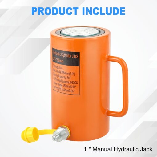 OXMART 50T 6In Hydraulic Cylinder Jack, Stroke Hydraulic Lifting Cylinder 150mm, Oil Storage Capacity 953CC, Hydraulic Ram Cylinder Solid for Power, Chemicals, Steel, Bridges, Shipbuilding, Machinery - Image 2