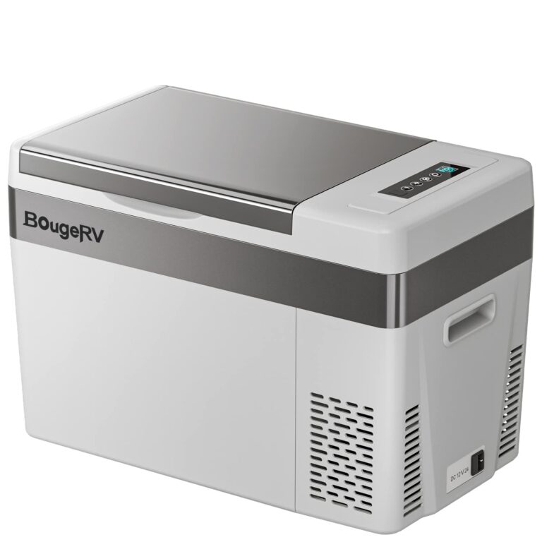 BougeRV 12 Volt Refrigerator With Cover 12V Car Fridge 30 Quart Portable Freezer Compressor Cooler Compressor Freezer, 12/24V DC 110~240V AC, -7℉~50℉ for Truck RV SUV