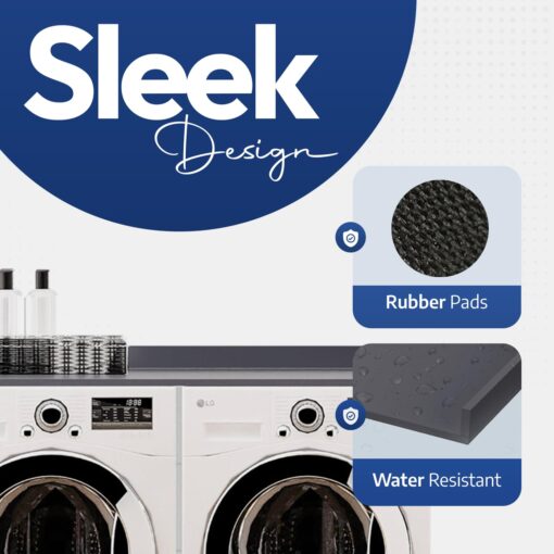 OfficeSimpli Washer Dryer Countertop, Made in USA, Non-Slip Pads, Easy Clean, Laundry Room Essentials and Decor, Washer Dryer Wood Top for Organization (Slate Grey, Standard (27.5" x 54")) - Image 3