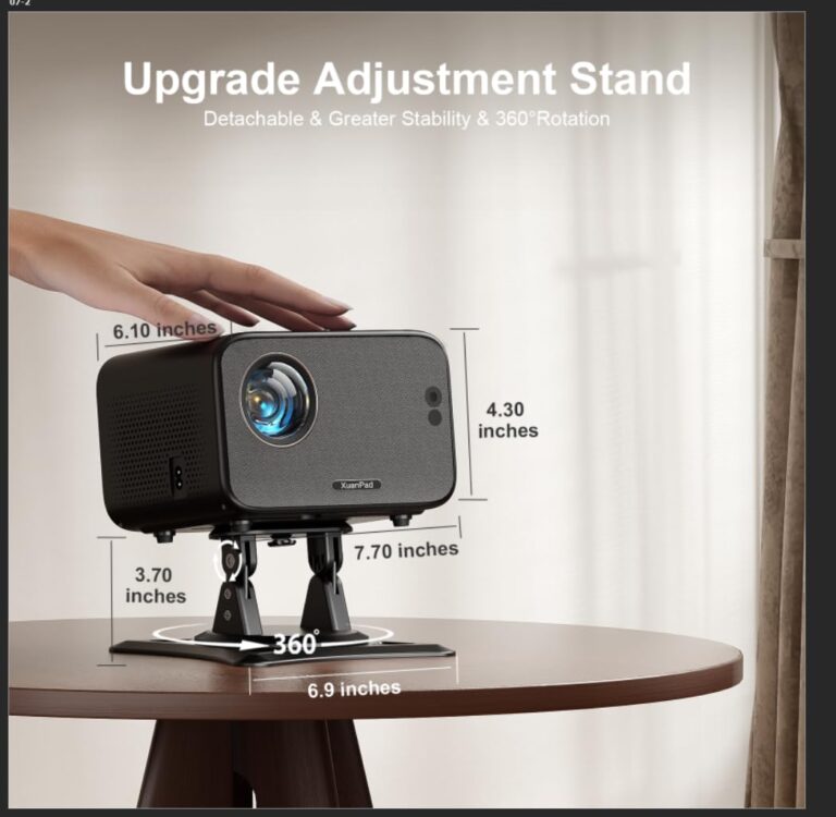 [Netflix Officially & Auto Focus] Mini Projector with WiFi and Bluetooth, XuanPad 4K 1080P Support Portable Projector, 210° Rotatable Stand, Auto Keystone, Dust Removal and Heat Dissipation Design - Image 7