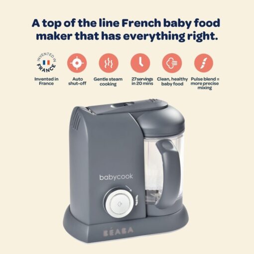 BEABA Babycook Solo 4 in 1 Baby Food Maker, Puree Steamer and Blender for Purees, Grinder with Auto Steam Cooking, Lrg Capacity 4.5 Cups 27 Servings in 20 Mins, Eucalyptus - Image 8