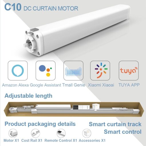TIPIACE Rechargeable Motorized Curtain tracks to Remote Control Ceiling Mount Electric Retractable Curtain Rail Compatible with Alexa Google Home via Hub (L 94-177 inch OR 240cm - 450cm) - Image 5
